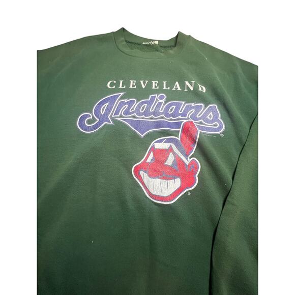 Vintage Nutmeg Cleveland Indians 90s crewneck over sized sweater large logo face - Picture 7 of 8